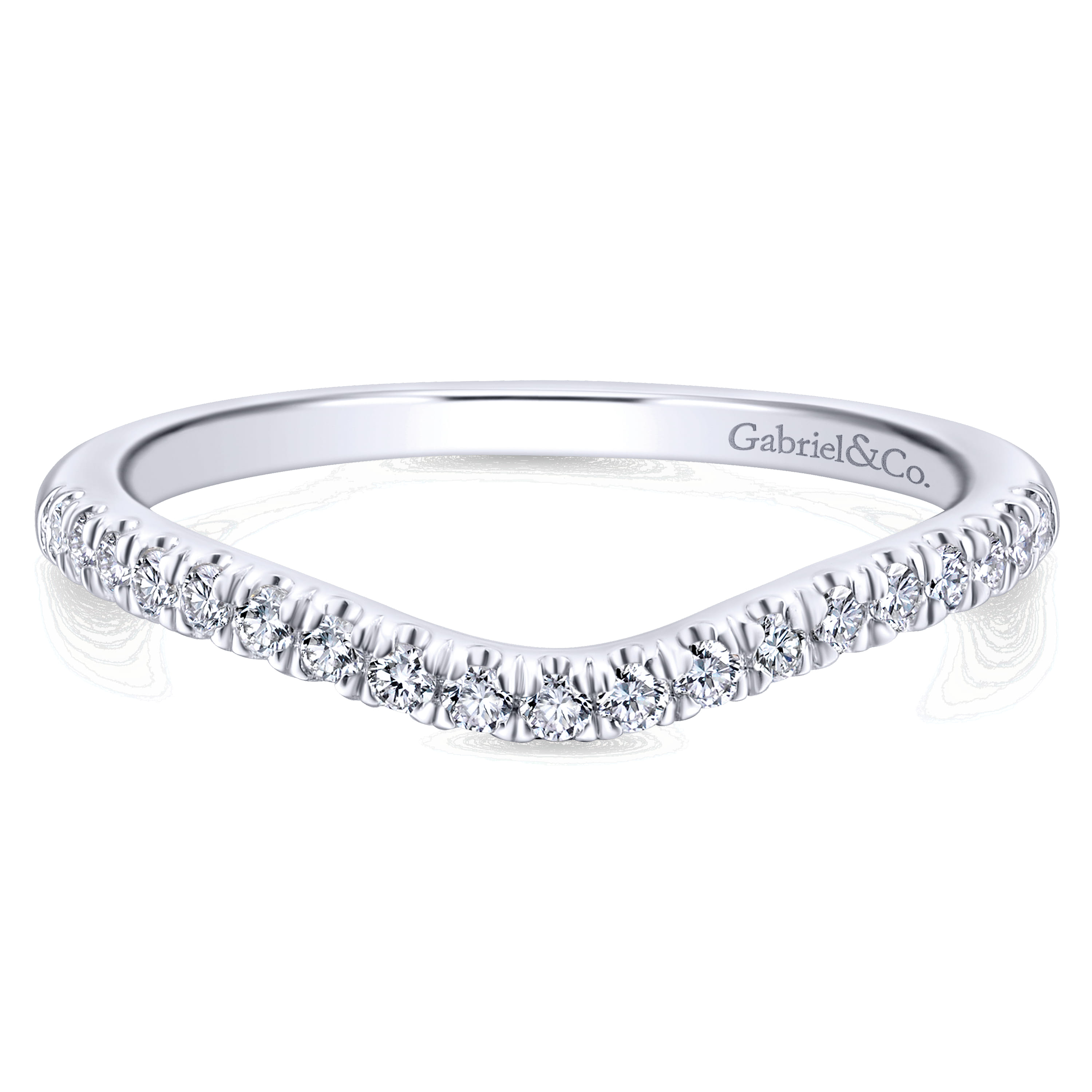 14K White Gold Matching Wedding Band - 0.19 ct - Shot 1