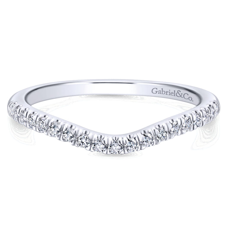 14K White Gold Matching Wedding Band - 0.19 ct - Shot 1
