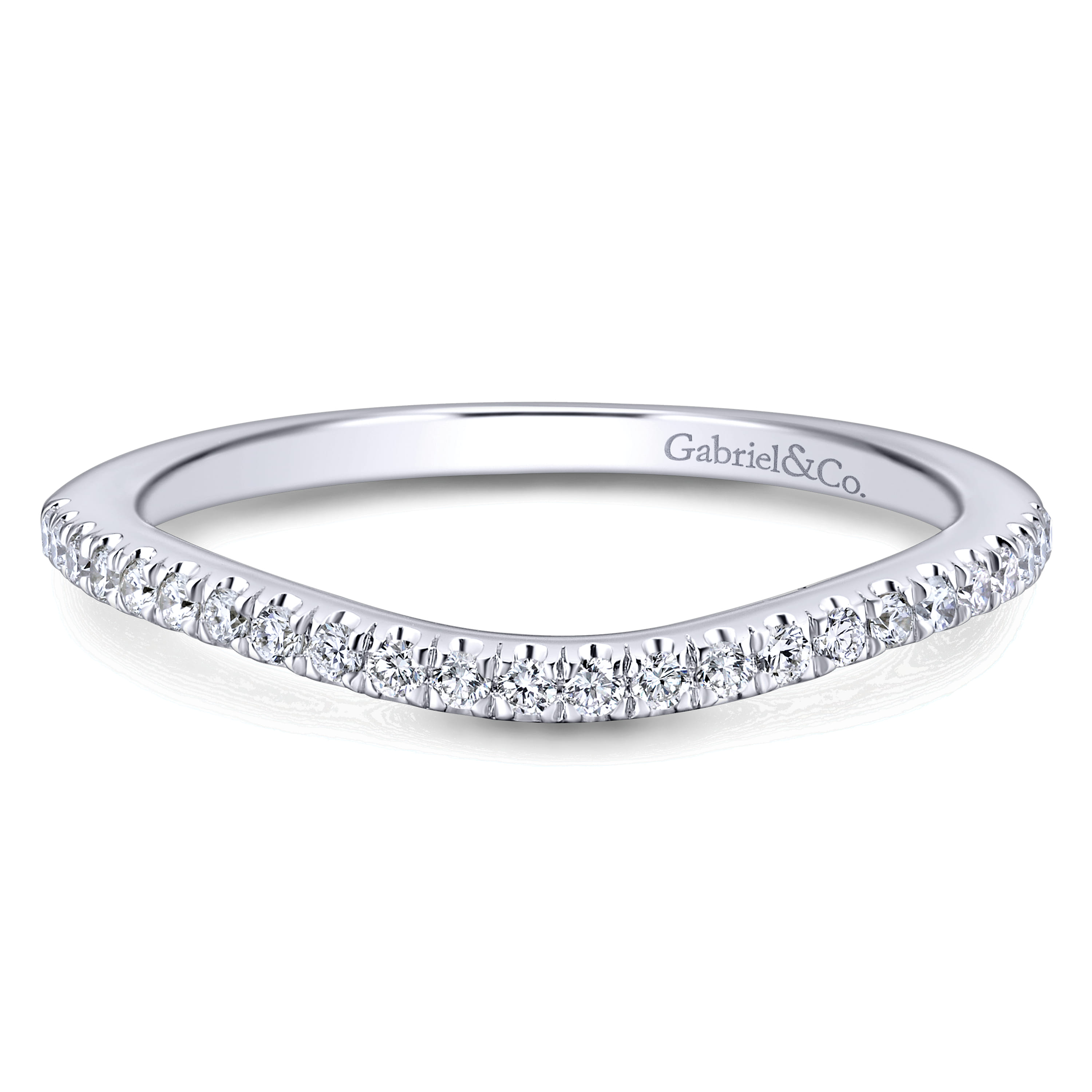 14K White Gold Matching Wedding Band - 0.16 ct - Shot 1