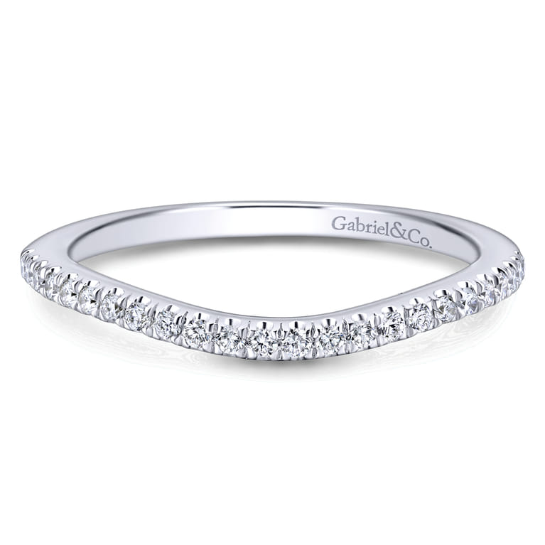 14K White Gold Matching Wedding Band - 0.16 ct - Shot 1