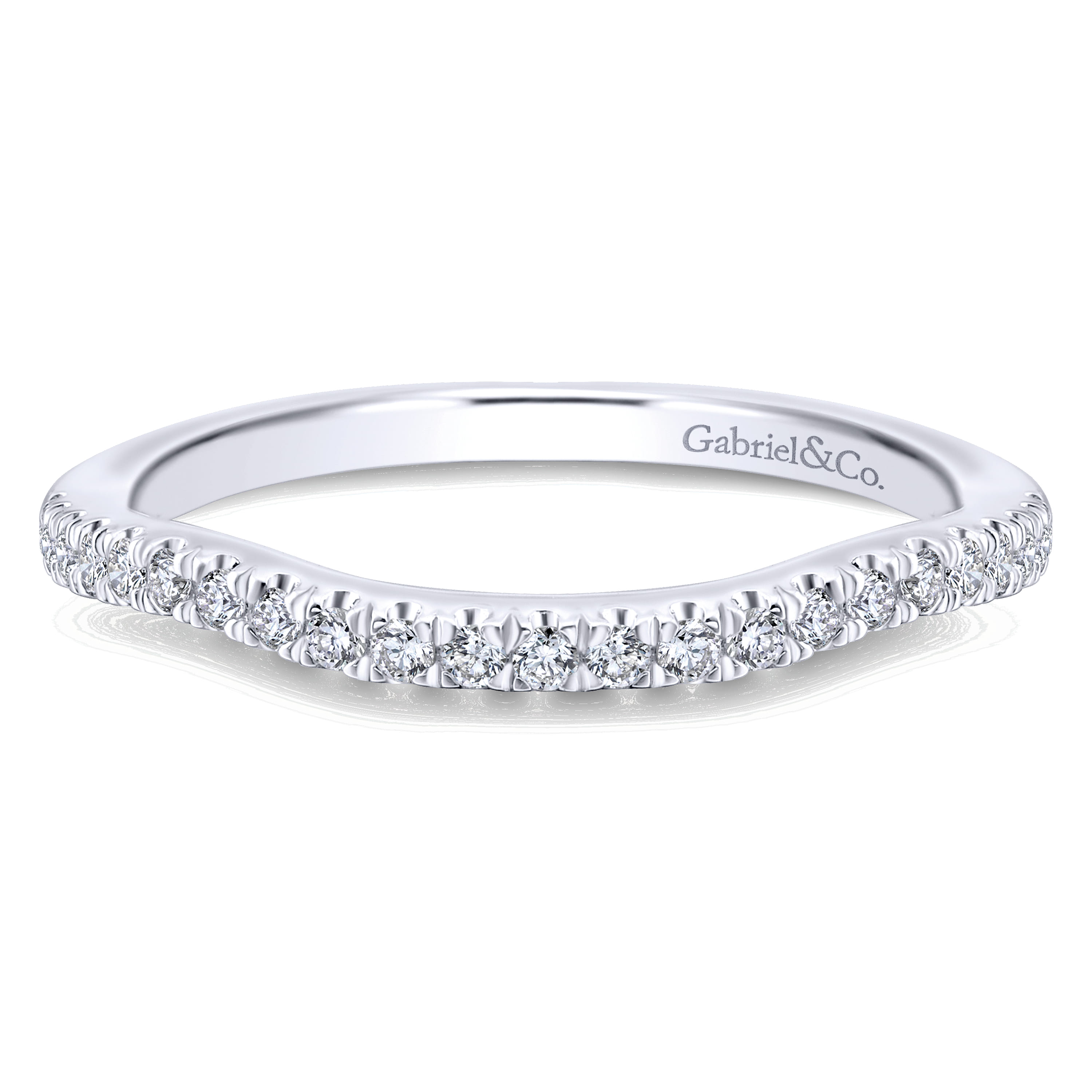 14K White Gold Matching Wedding Band - 0.19 ct - Shot 1