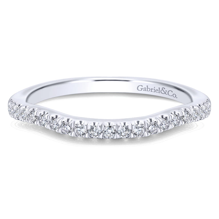 14K White Gold Matching Wedding Band - 0.19 ct - Shot 1