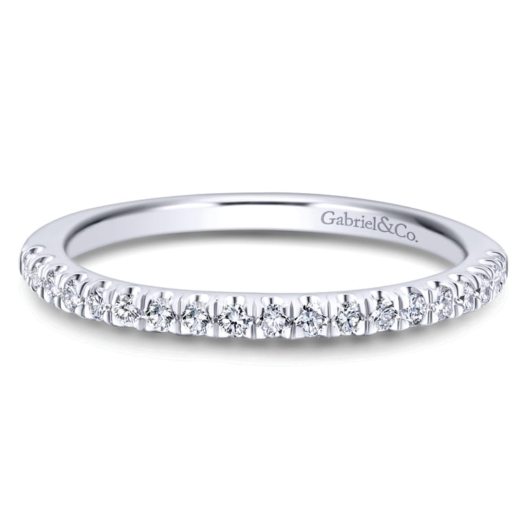 14K White Gold Matching Wedding Band - 0.19 ct - Shot 1
