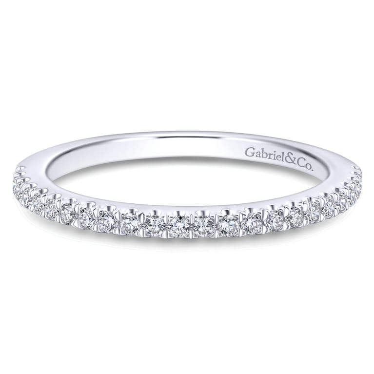 14K White Gold Matching Wedding Band - 0.19 ct - Shot 1