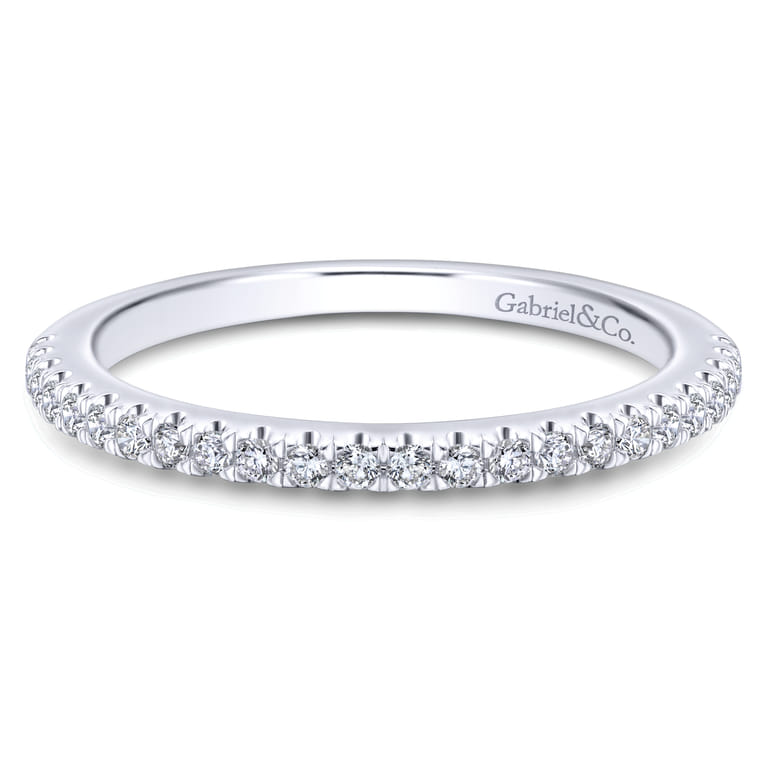14K White Gold Matching Wedding Band - 0.19 ct - Shot 1