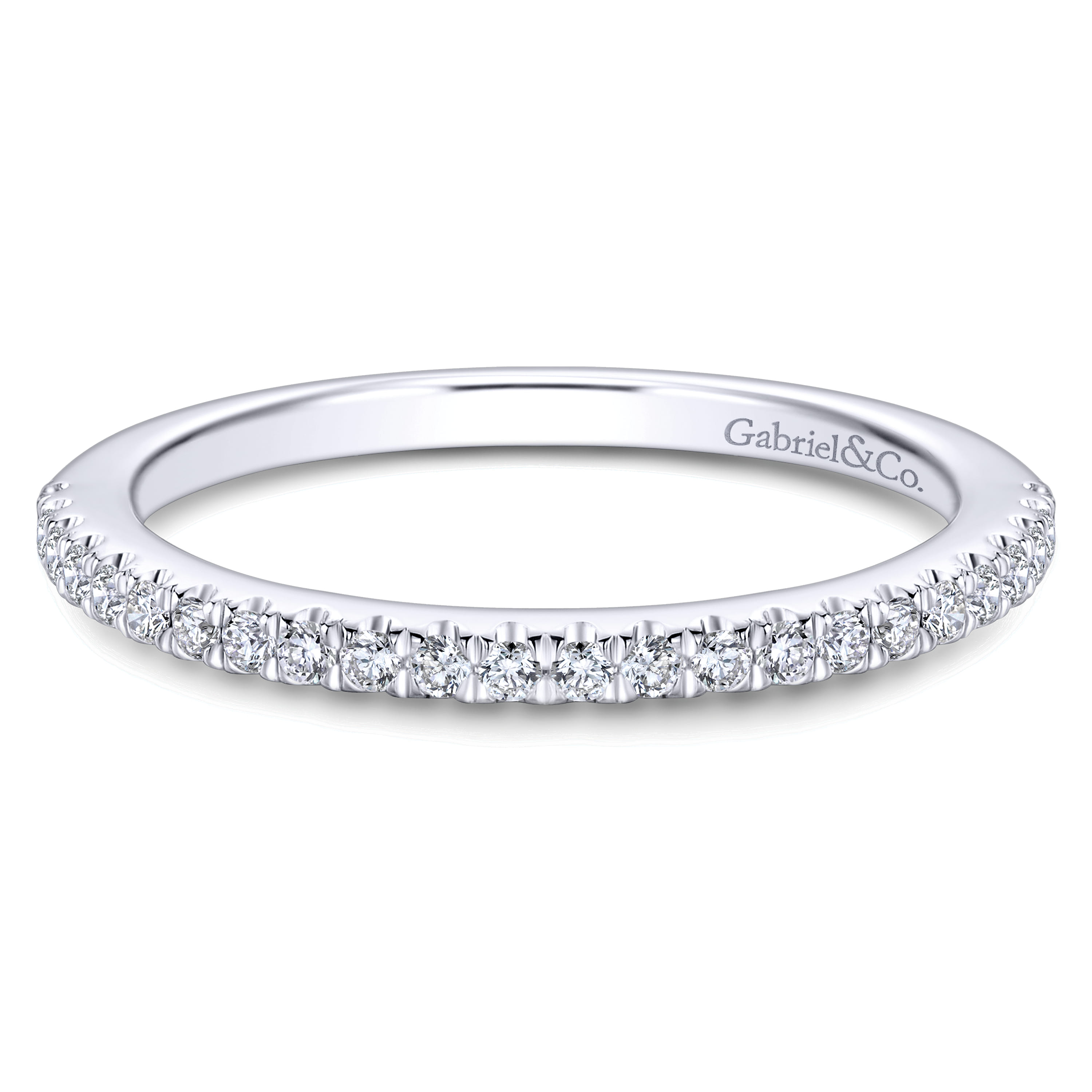 14K White Gold Matching Wedding Band - 0.19 ct - Shot 1