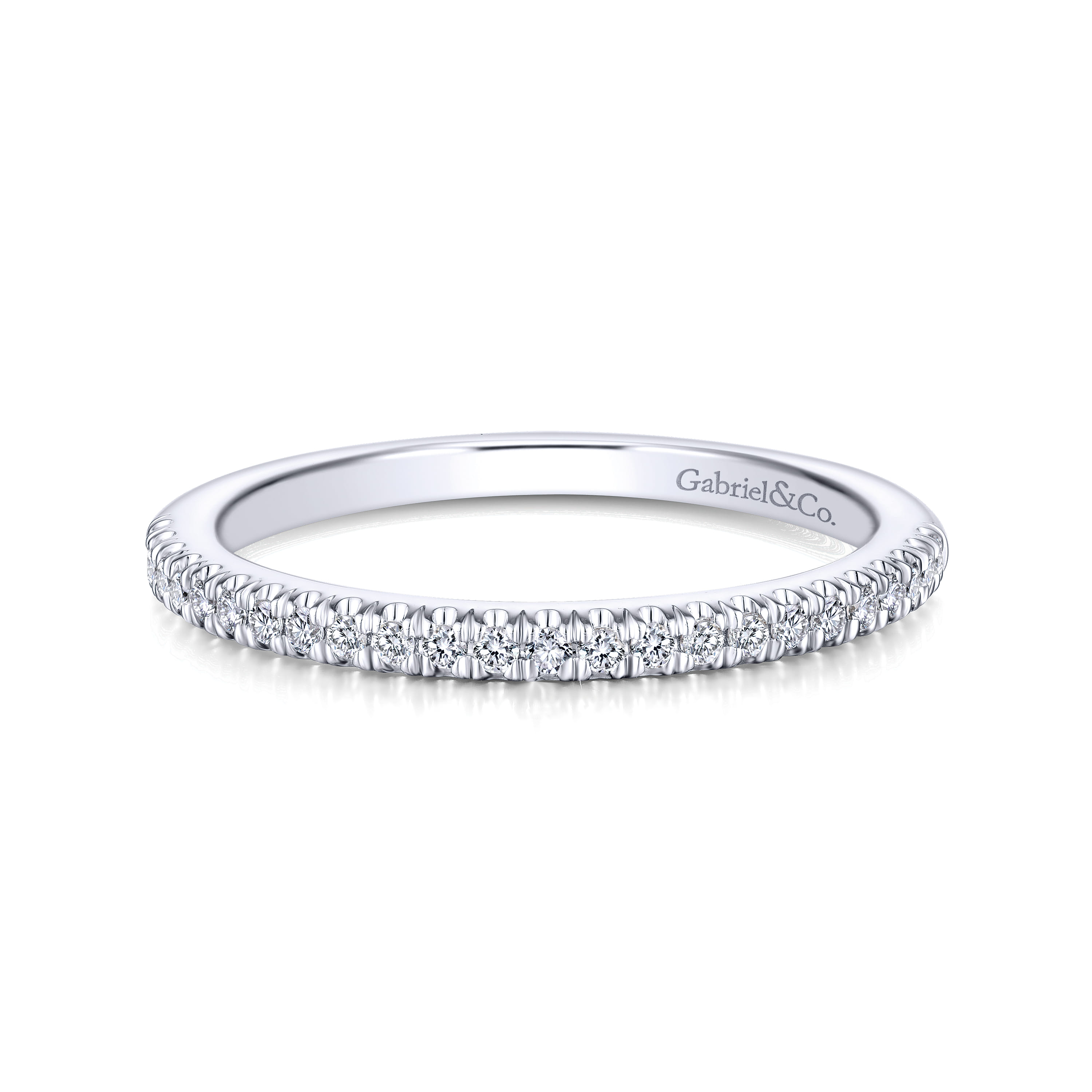 14K White Gold Matching Wedding Band - 0.13 ct - Shot 1