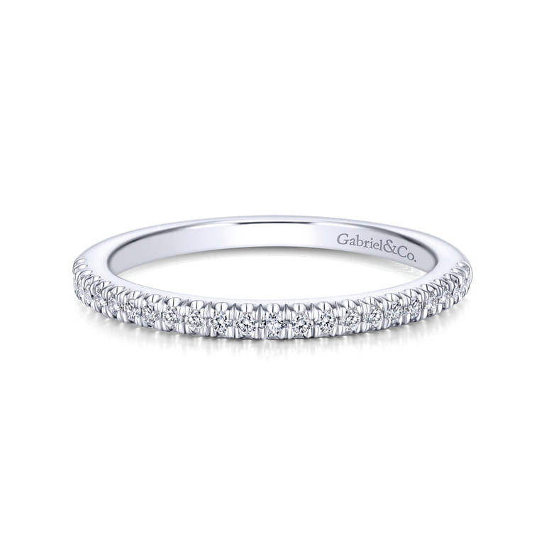 14K White Gold Matching Wedding Band - 0.13 ct - Shot 1
