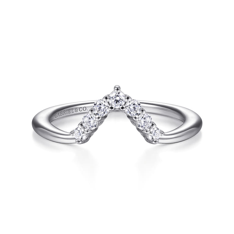 14K White Gold Matching Wedding Band - 0.2 ct - Shot 1