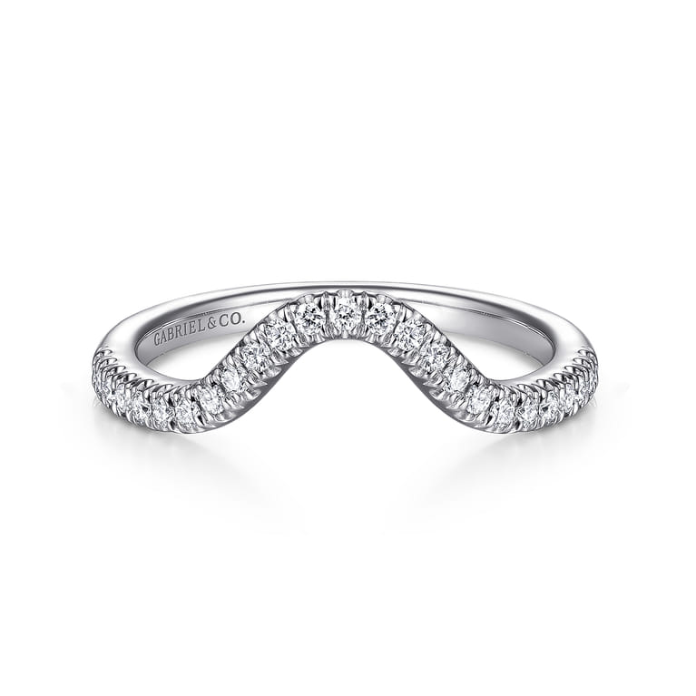 14K White Gold Matching Wedding Band - 0.17 ct - Shot 1