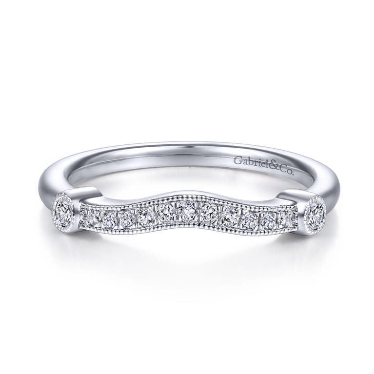14K White Gold Matching Wedding Band - 0.11 ct - Shot 1