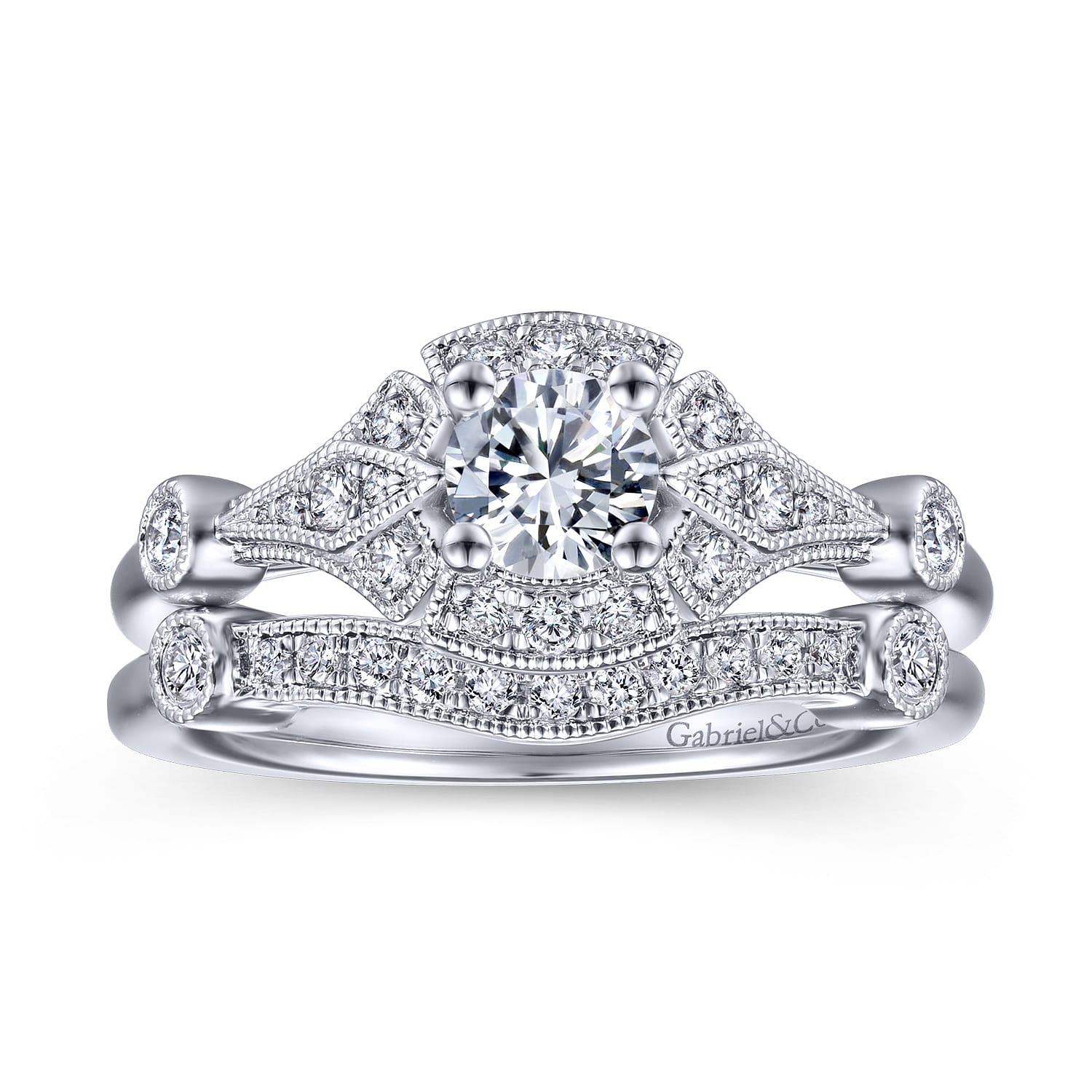 14K White Gold Matching Wedding Band - 0.11 ct - Shot 4