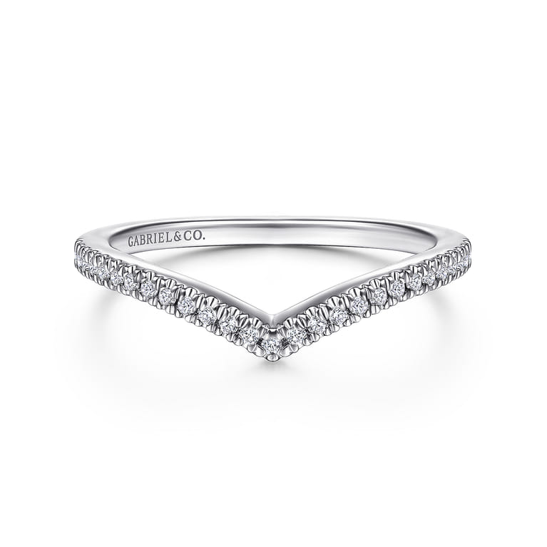 14K White Gold Matching Wedding Band - 0.12 ct - Shot 1