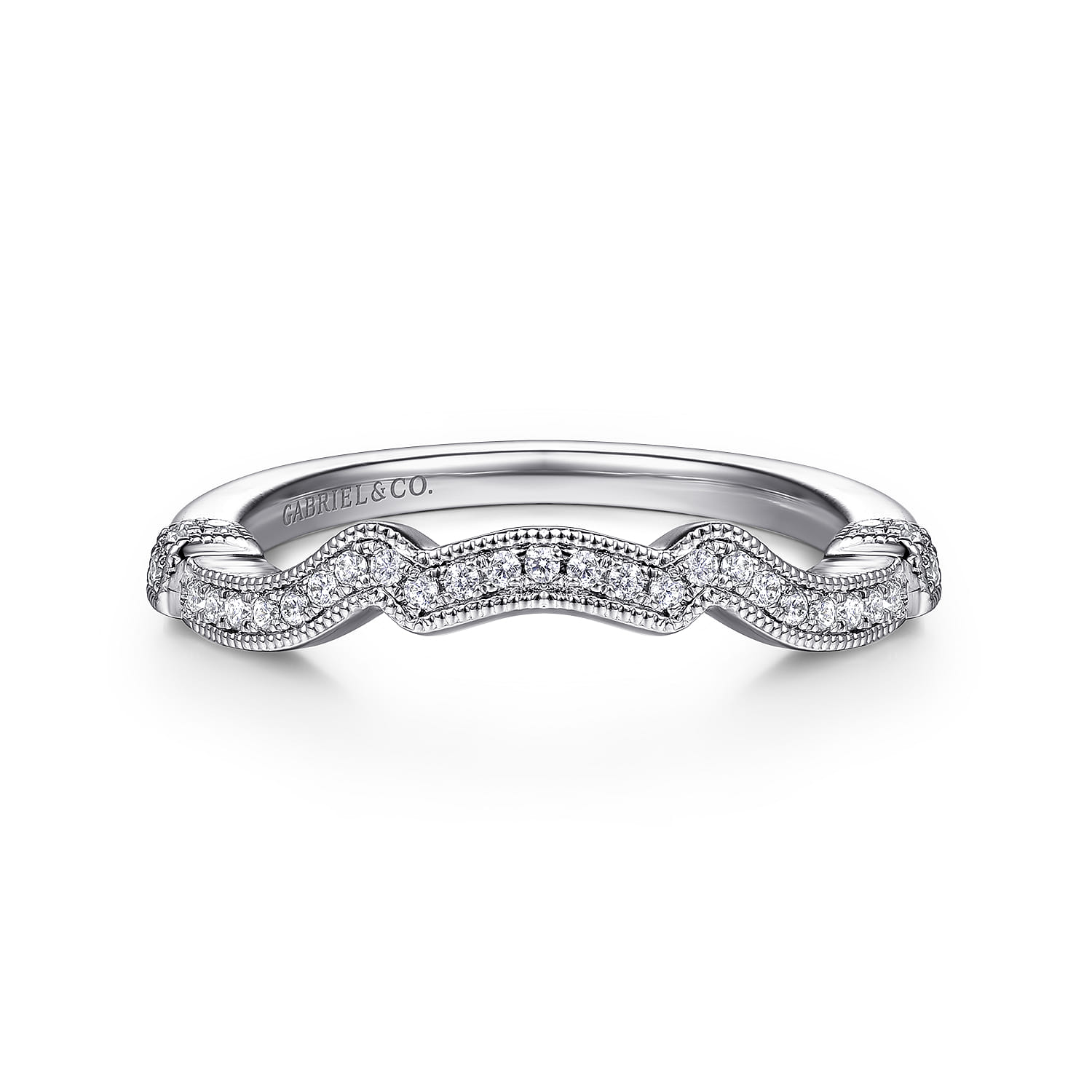 14K White Gold Matching Wedding Band - 0.08 ct - Shot 1