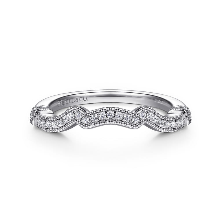 14K White Gold Matching Wedding Band - 0.08 ct - Shot 1