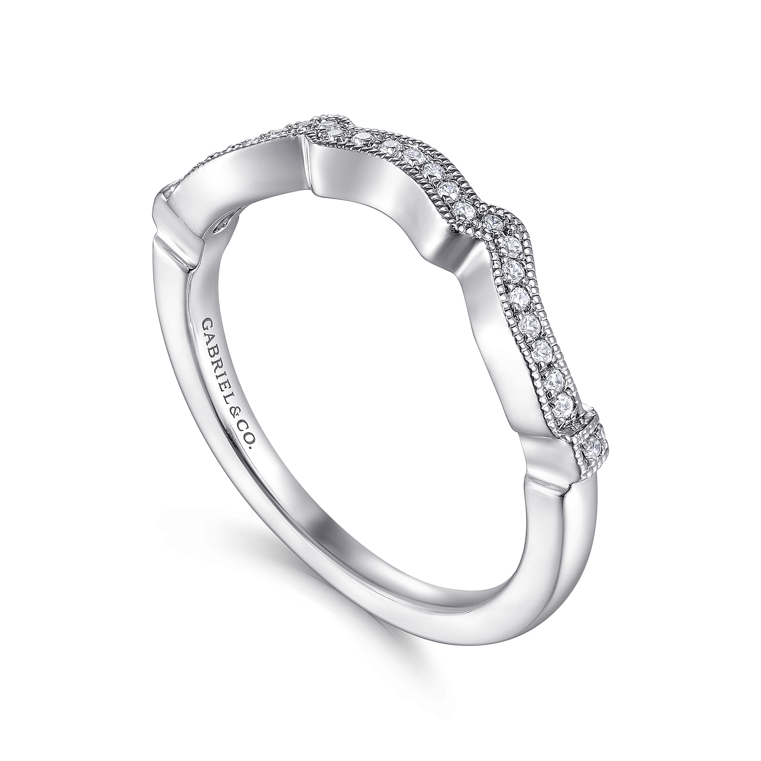 14K White Gold Matching Wedding Band - 0.08 ct - Shot 3