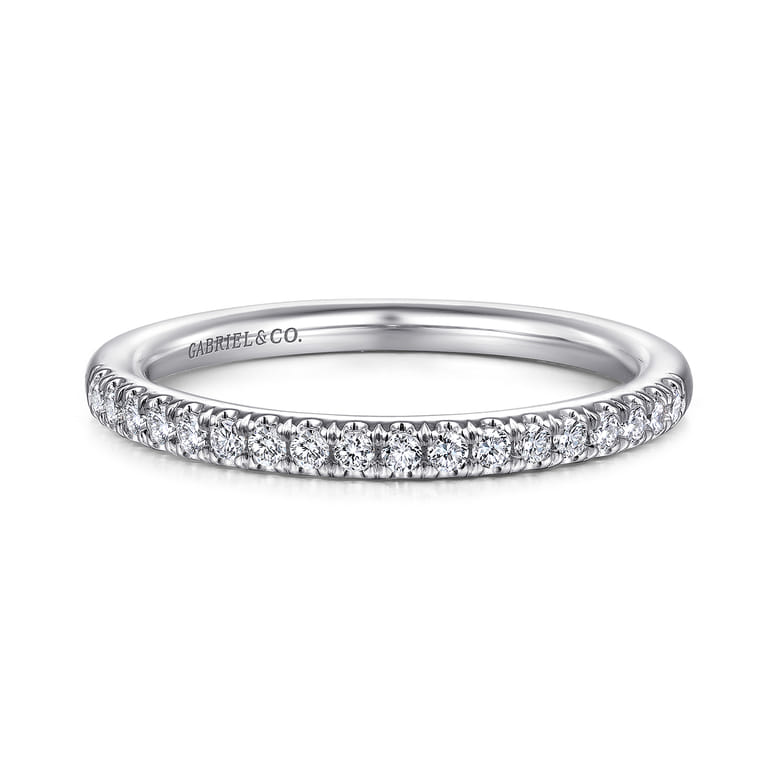 14K White Gold Matching Wedding Band - 0.17 ct - Shot 1