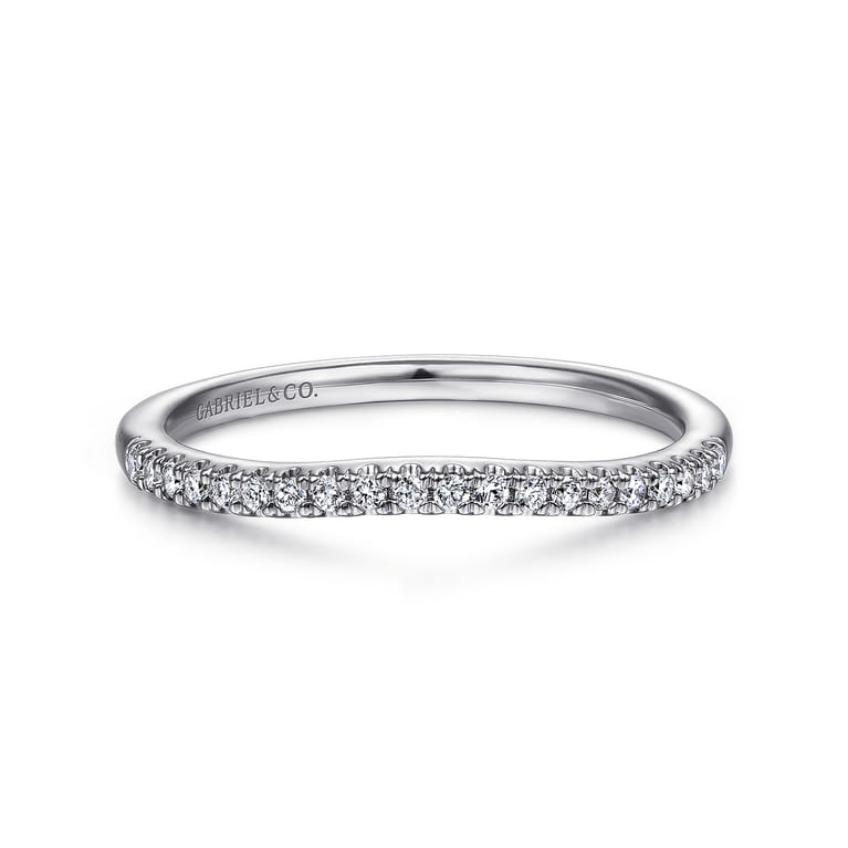14K White Gold Matching Wedding Band - 0.13 ct - Shot 1