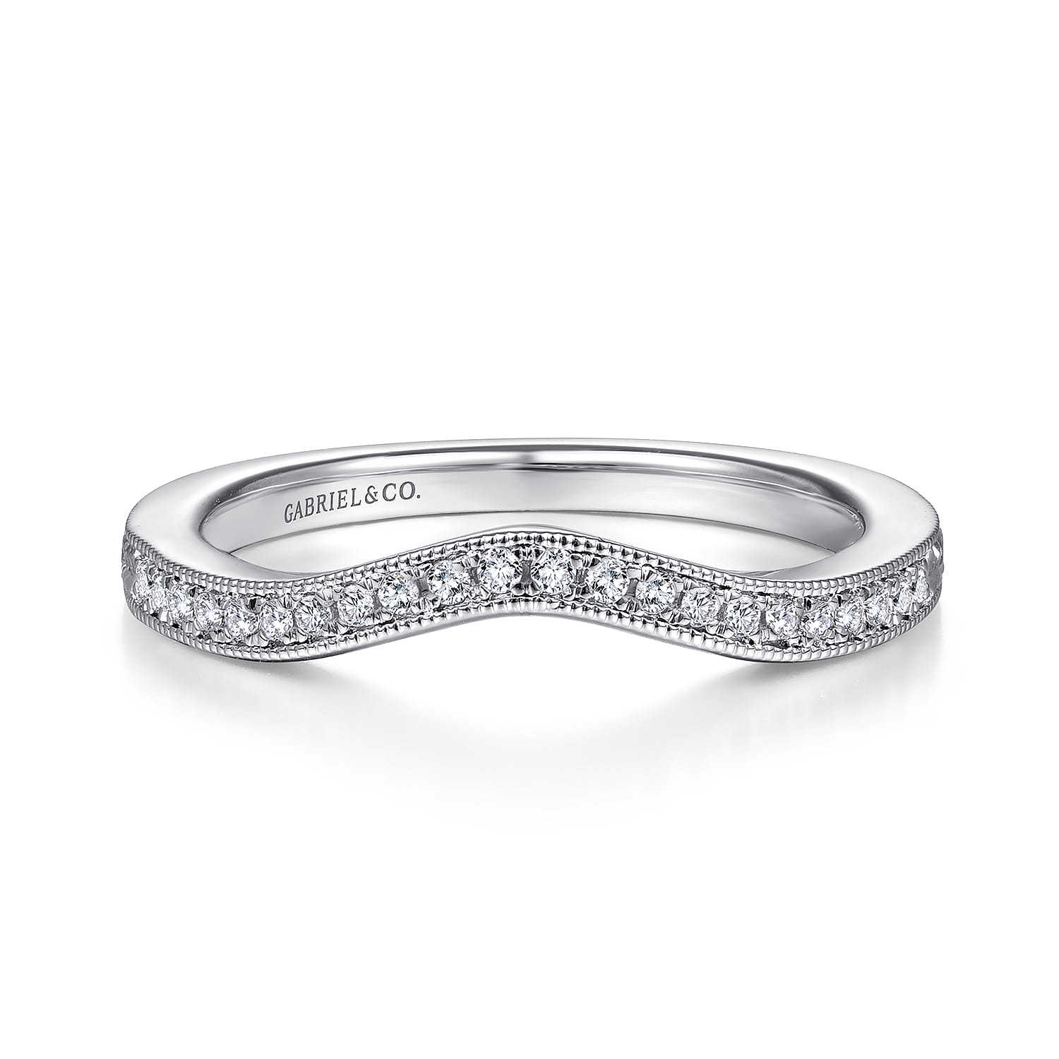 14K White Gold Matching Wedding Band - 0.1 ct - Shot 1