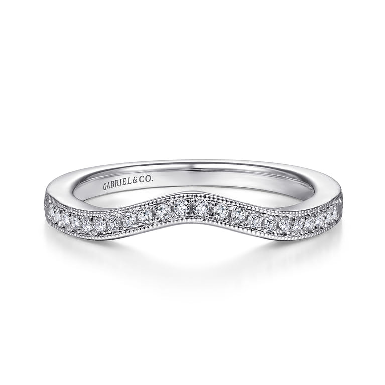 14K White Gold Matching Wedding Band - 0.1 ct - Shot 1