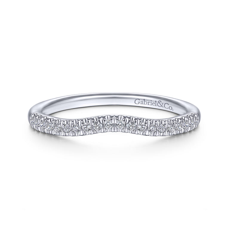 14K White Gold Matching Wedding Band - 0.13 ct - Shot 1