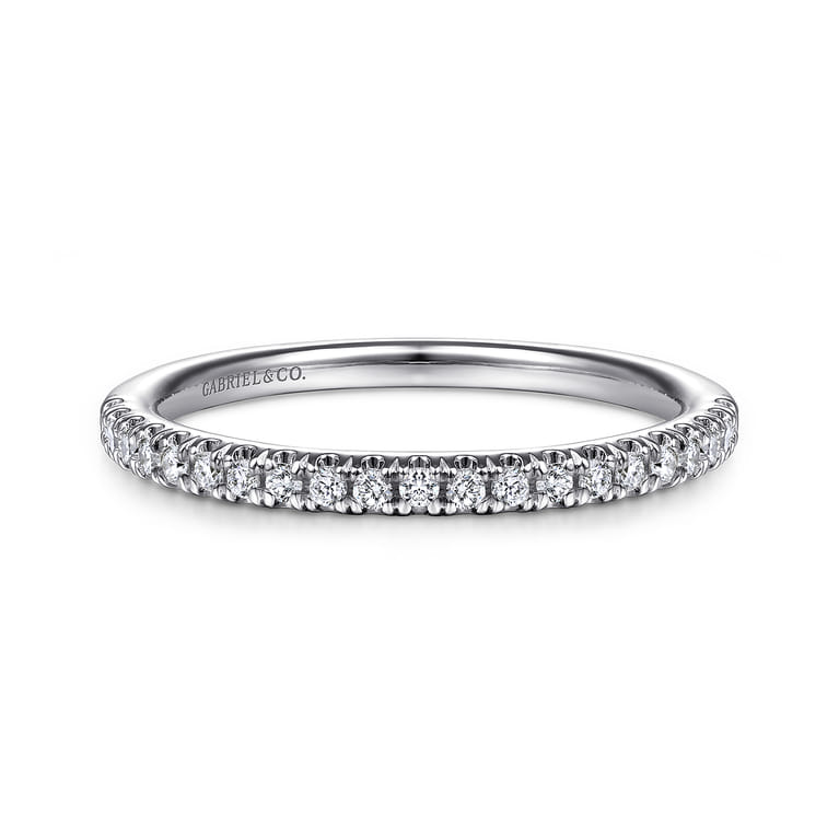 14K White Gold Matching Wedding Band - 0.17 ct - Shot 1