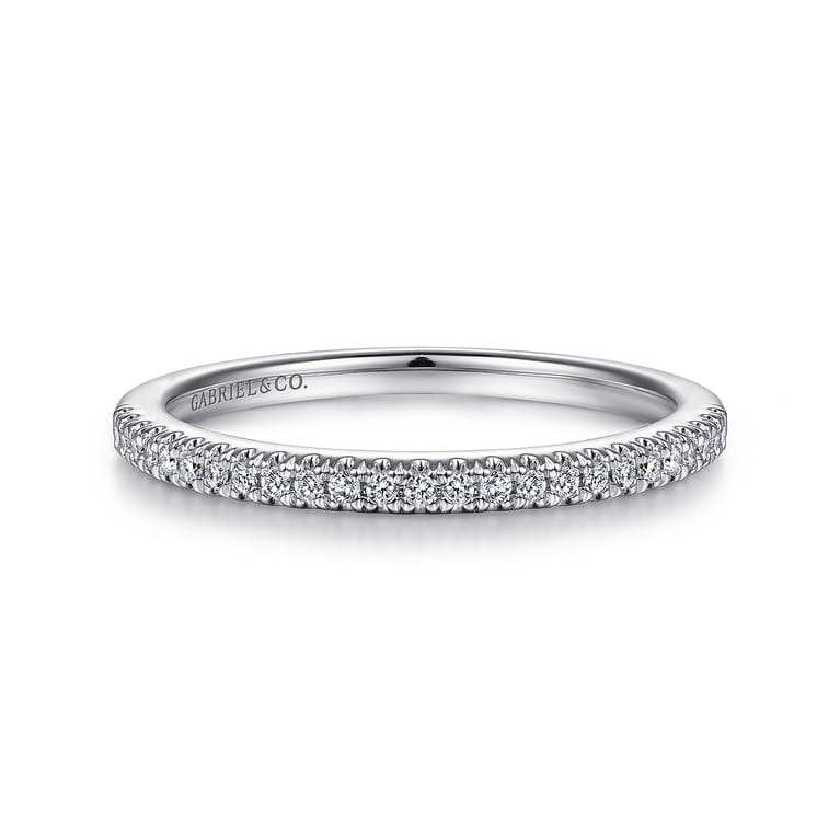 14K White Gold Matching Wedding Band - 0.11 ct - Shot 1