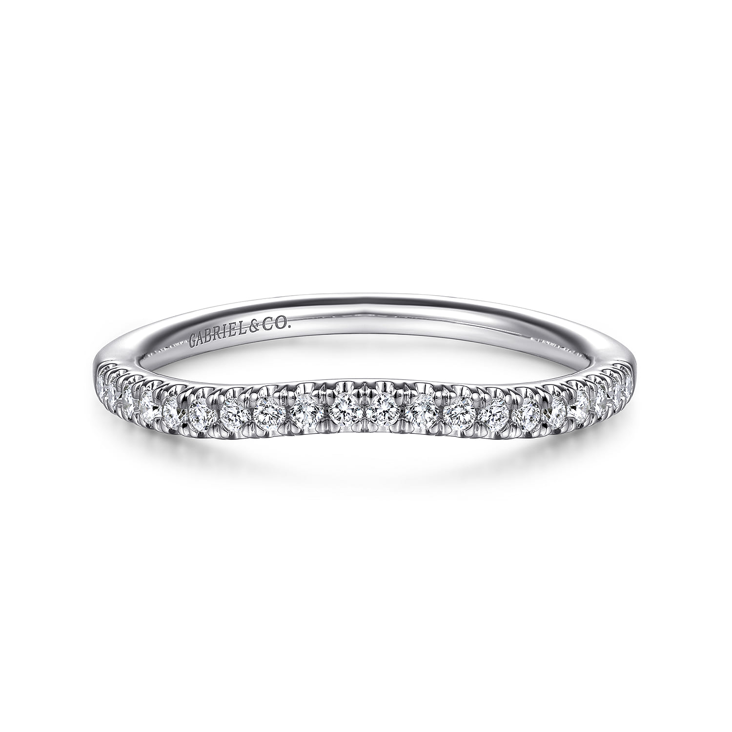 14K White Gold Matching Wedding Band - 0.16 ct - Shot 1