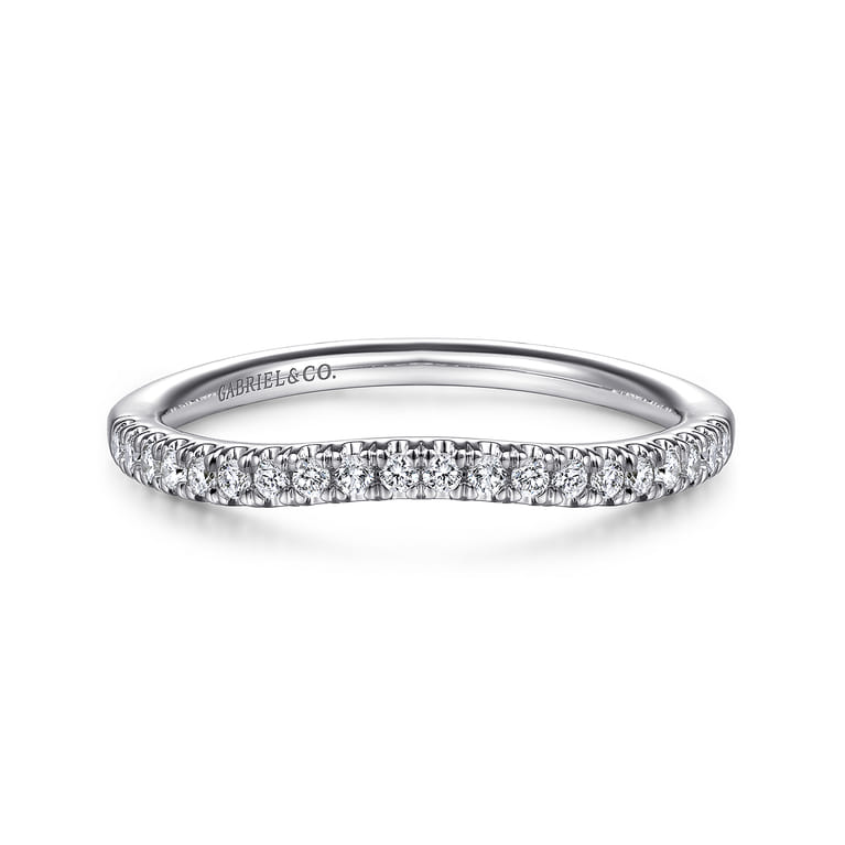 14K White Gold Matching Wedding Band - 0.16 ct - Shot 1