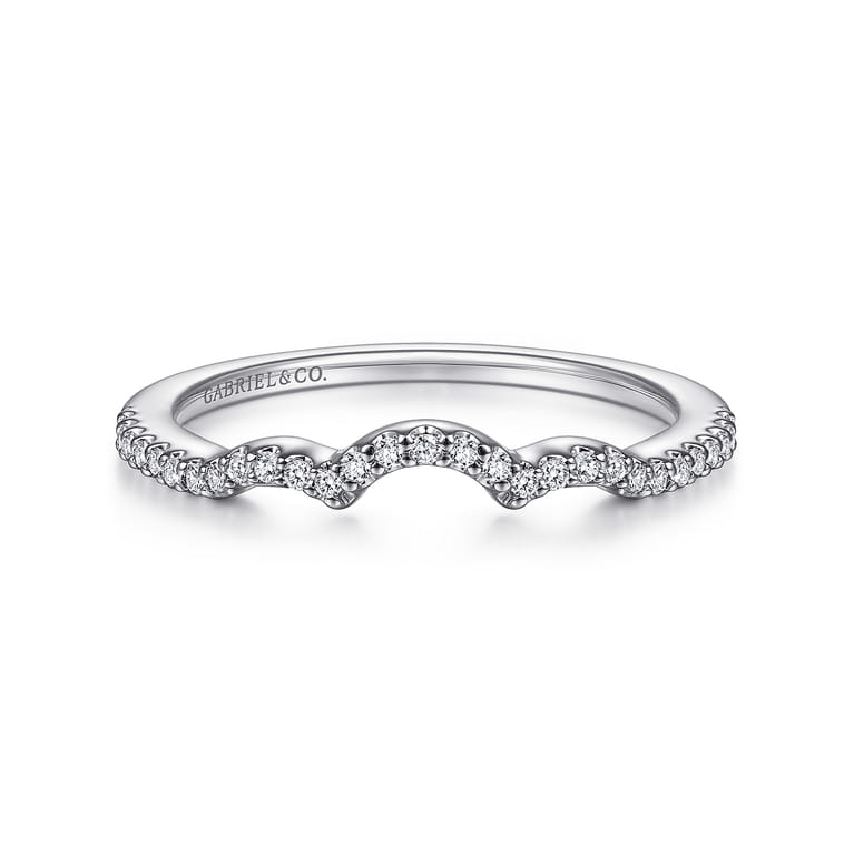 14K White Gold Matching Wedding Band - 0.13 ct - Shot 1