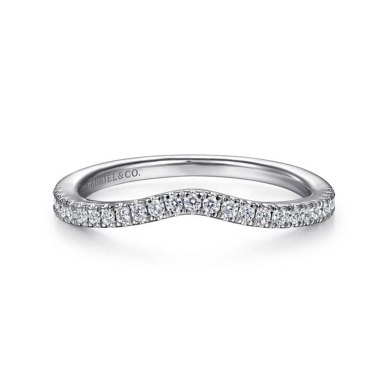 14K White Gold Matching Wedding Band - 0.17 ct - Shot 1