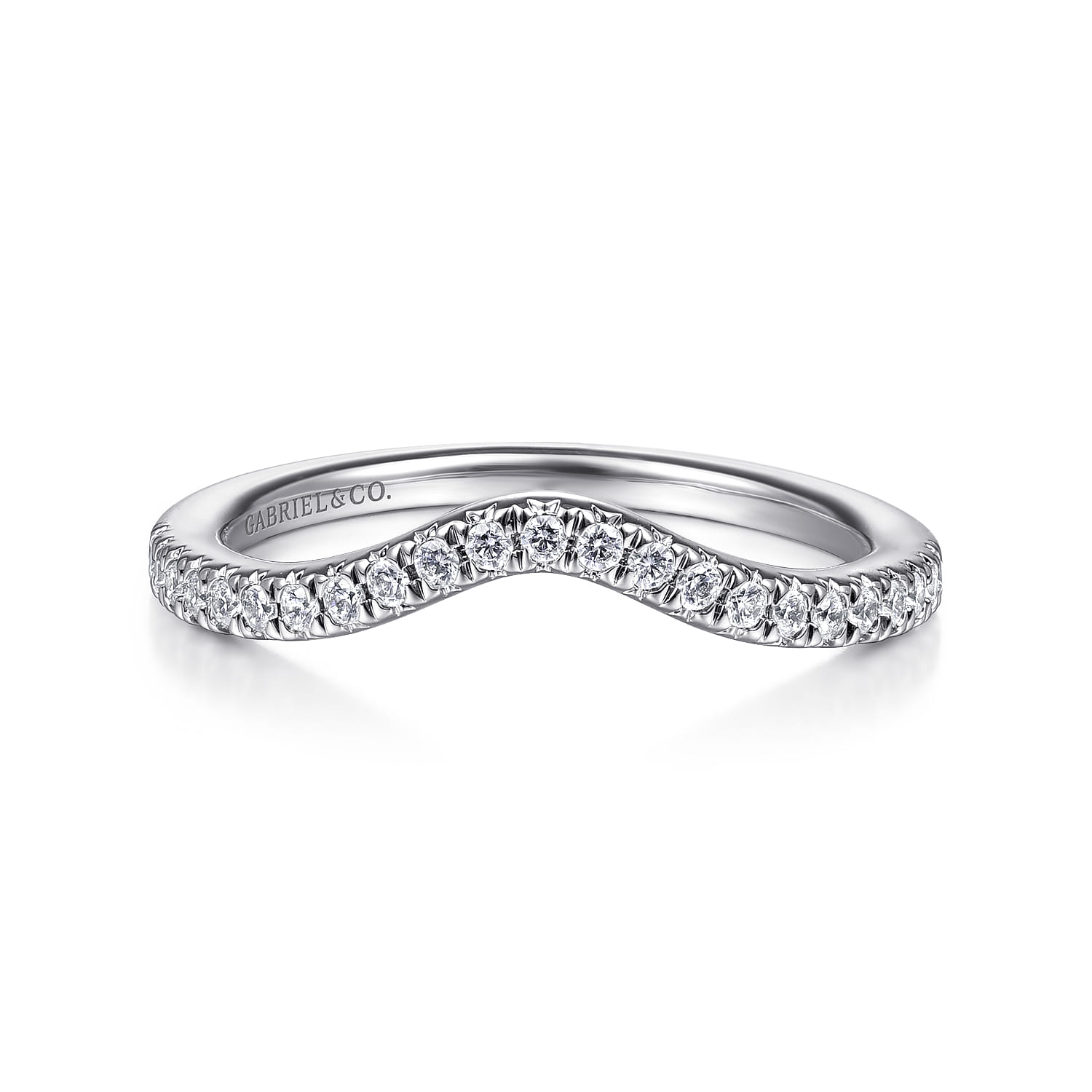 14K White Gold Matching Wedding Band - 0.19 ct - Shot 1