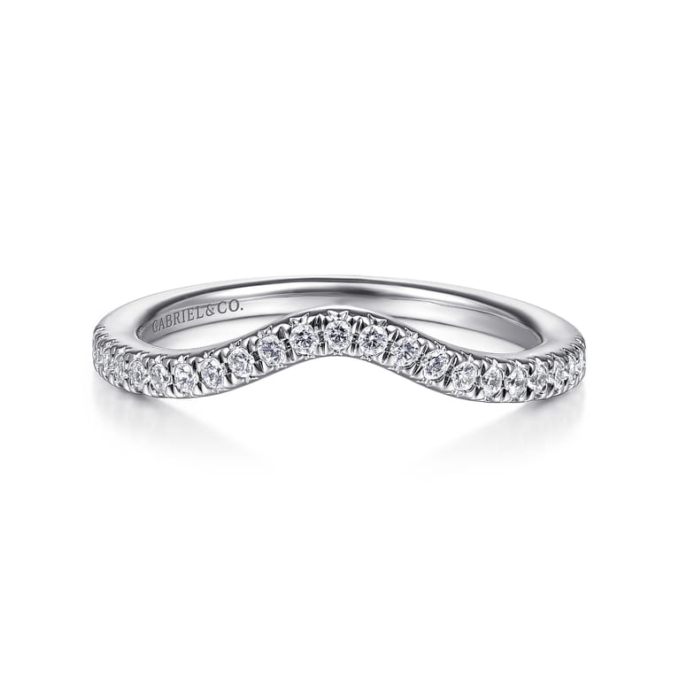 14K White Gold Matching Wedding Band - 0.19 ct - Shot 1