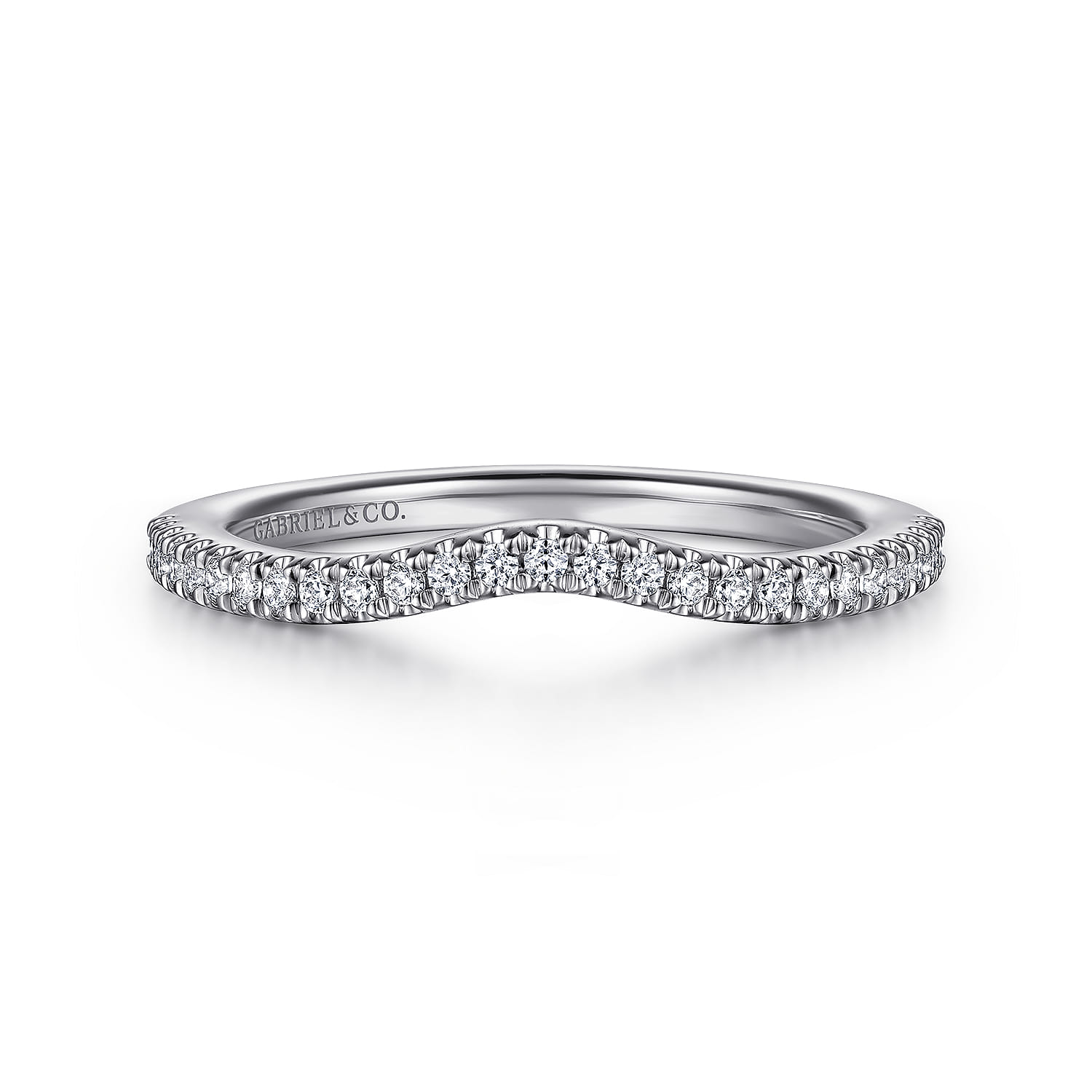 14K White Gold Matching Wedding Band - 0.15 ct - Shot 1