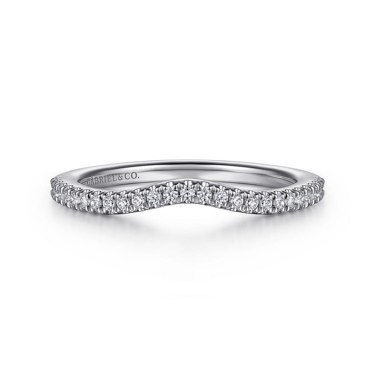 14K White Gold Matching Wedding Band - 0.15 ct - Shot 1