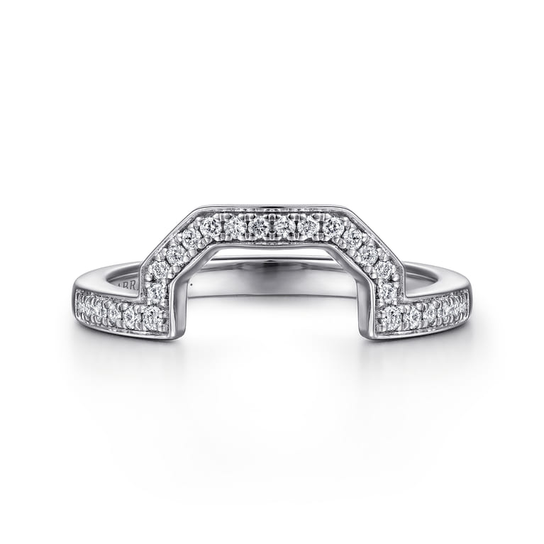 14K White Gold Matching Wedding Band - 0.13 ct - Shot 1