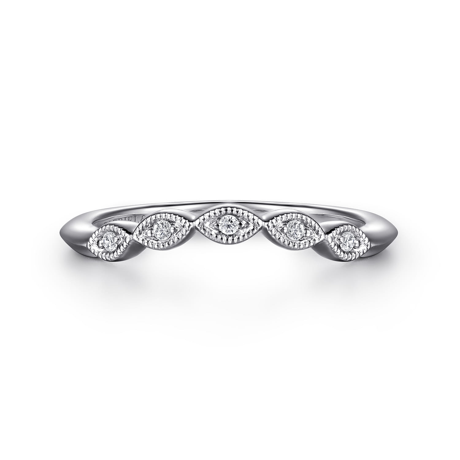 14K White Gold Matching Wedding Band - 0.03 ct - Shot 1
