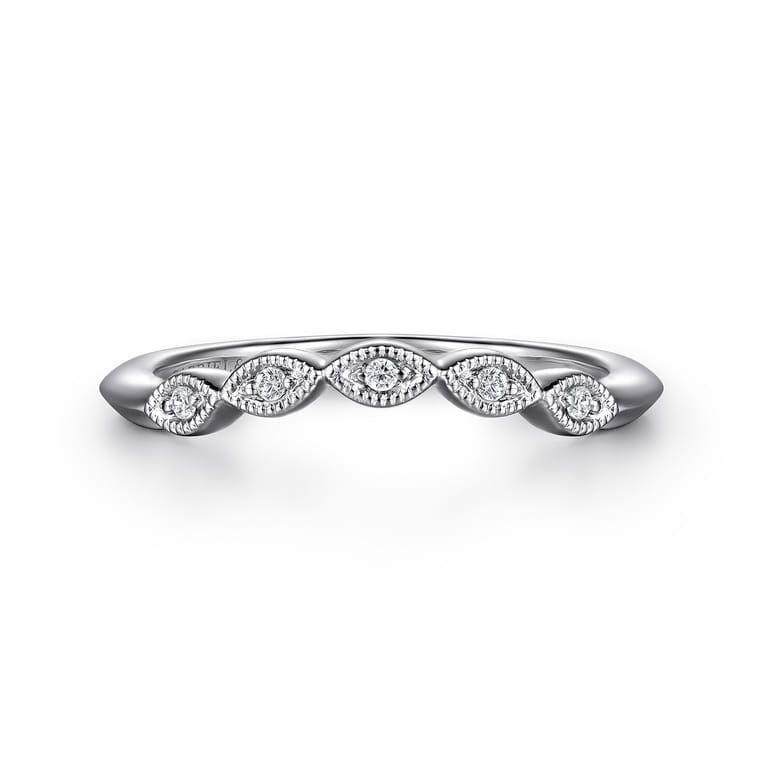 14K White Gold Matching Wedding Band - 0.03 ct - Shot 1