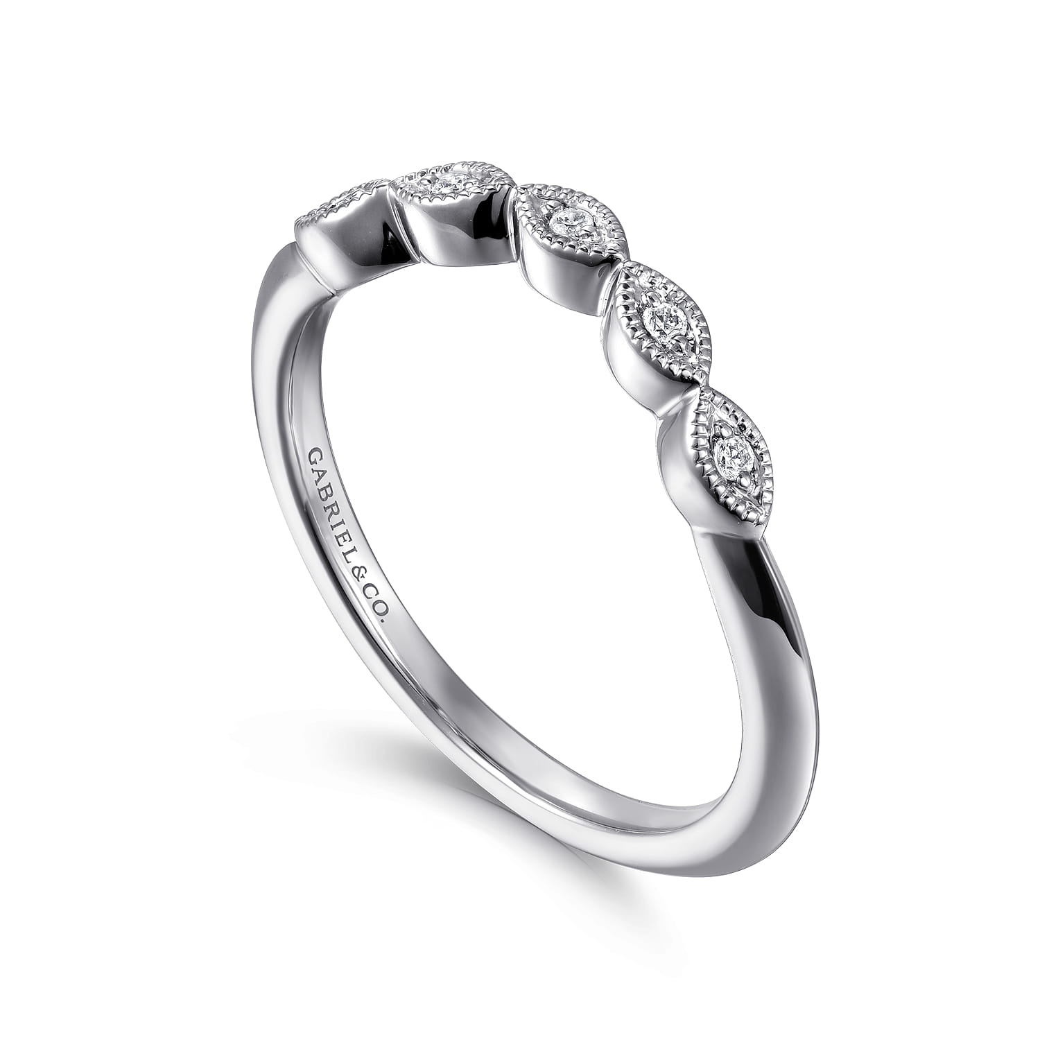 14K White Gold Matching Wedding Band - 0.03 ct - Shot 3
