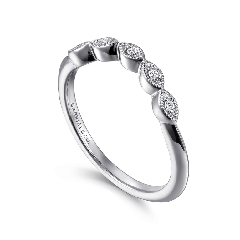 14K White Gold Matching Wedding Band - 0.03 ct - Shot 3