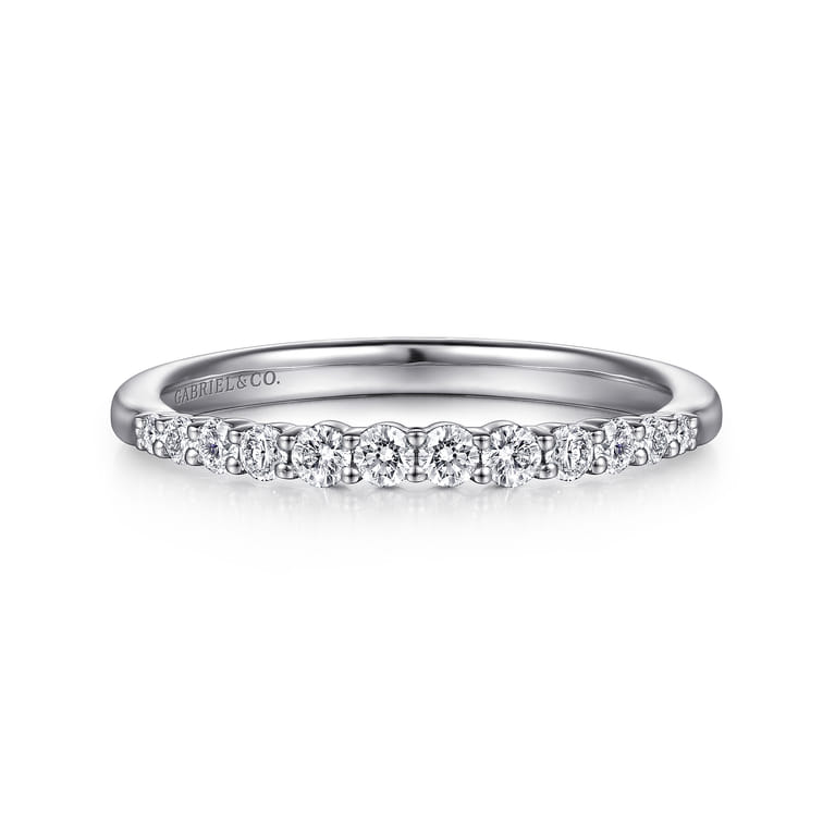 14K White Gold Matching Wedding Band - 0.25 ct - Shot 1