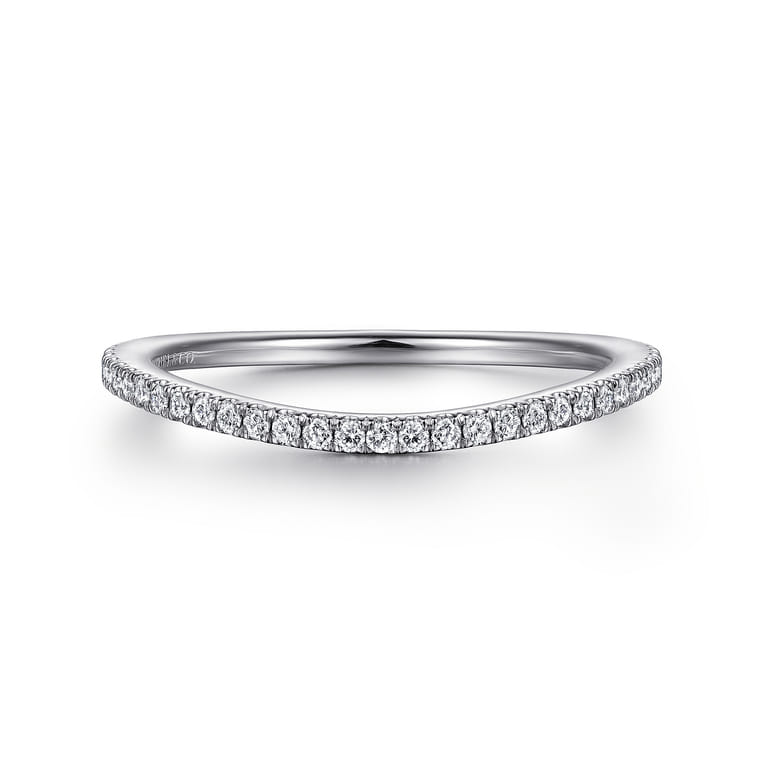 14K White Gold Matching Wedding Band - 0.19 ct - Shot 1