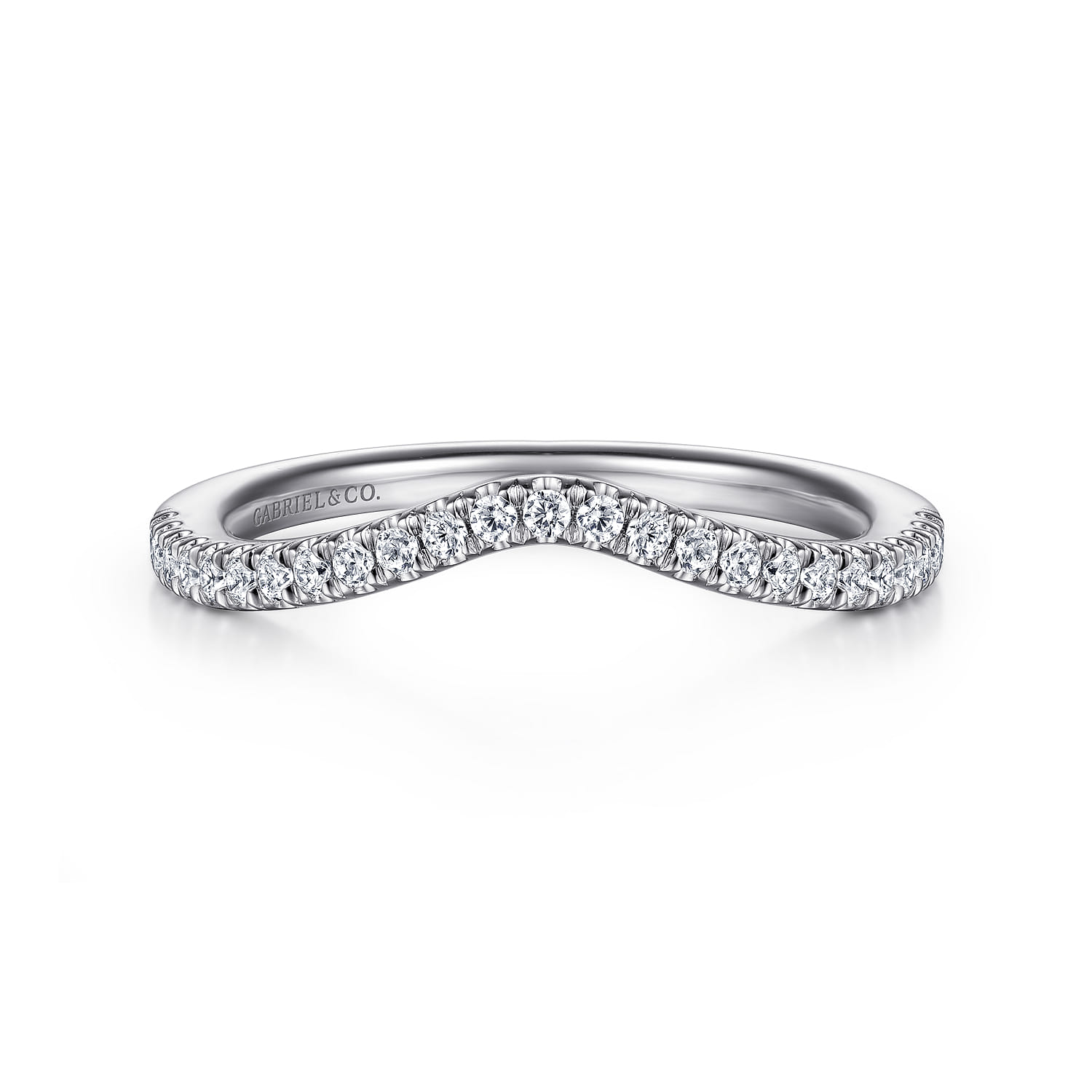 14K White Gold Matching Wedding Band - 0.17 ct - Shot 1
