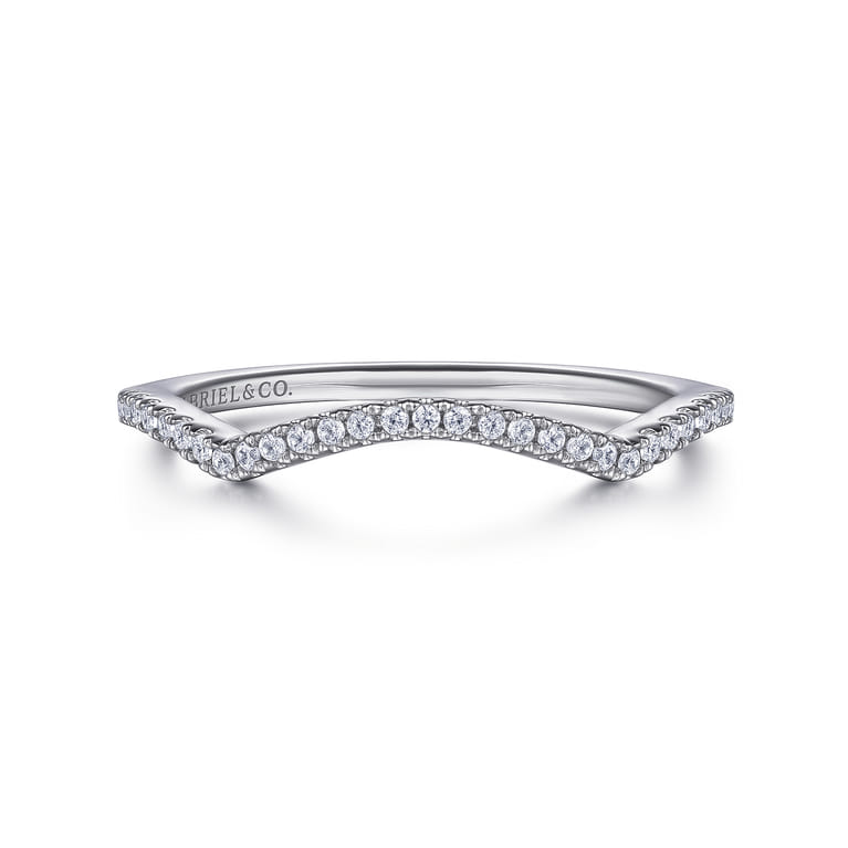 14K White Gold Matching Wedding Band - 0.09 ct - Shot 1