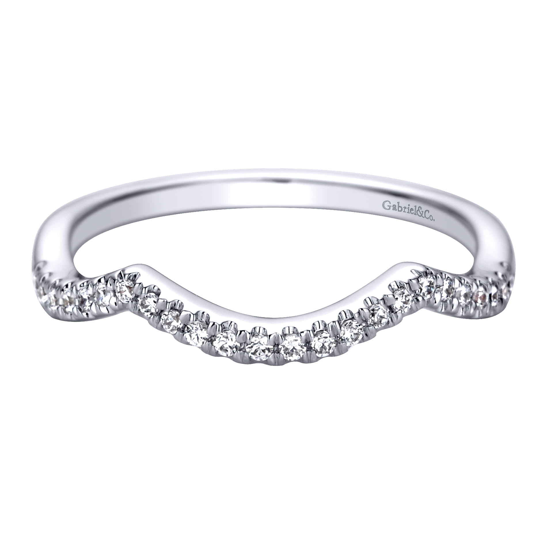 14K White Gold  Matching Wedding Band - 0.12 ct - Shot 1