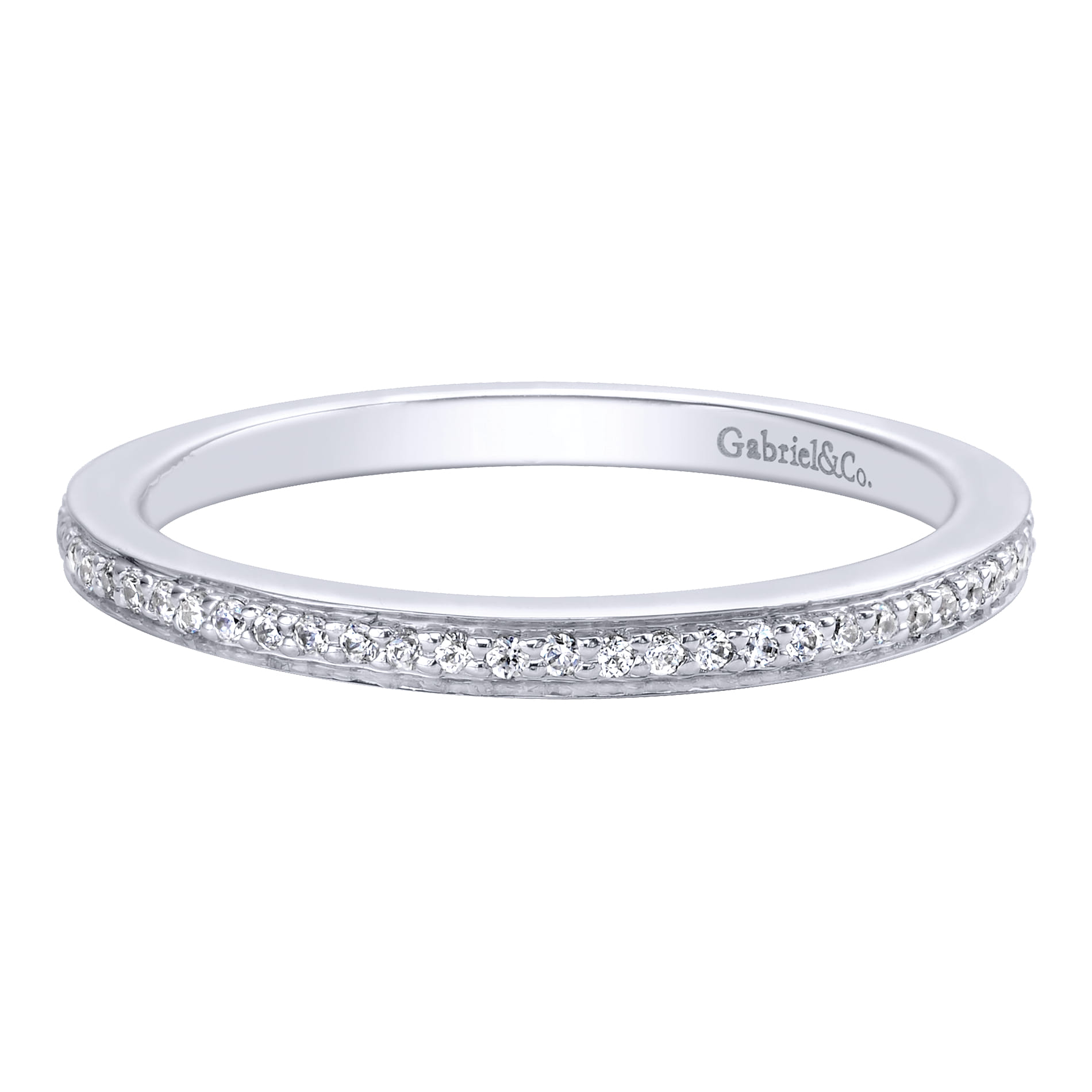 14K White Gold  Matching Wedding Band - 0.09 ct - Shot 1