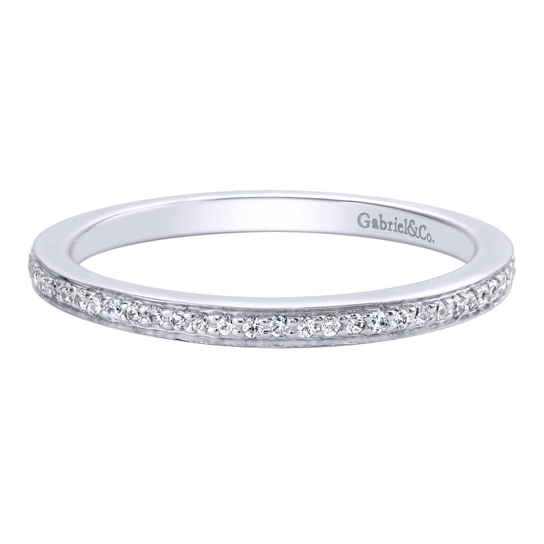 14K White Gold  Matching Wedding Band - 0.09 ct - Shot 1