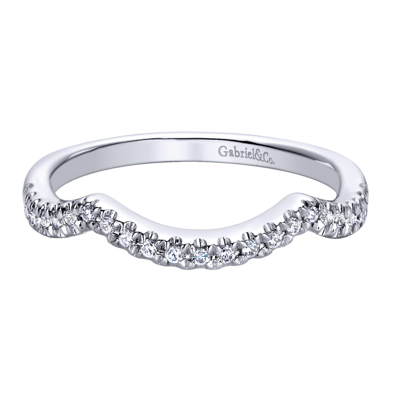 14K White Gold  Matching Wedding Band - 0.12 ct - Shot 1