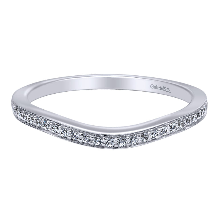 14K White Gold  Matching Wedding Band - 0.12 ct - Shot 1