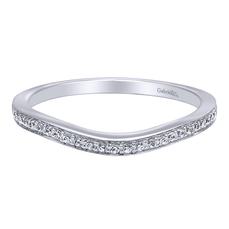14K White Gold  Matching Wedding Band - 0.12 ct - Shot 1